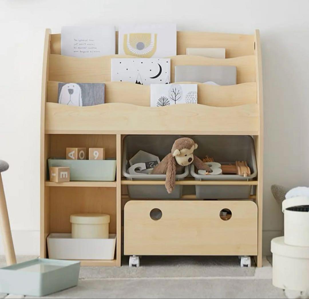 ハリー　送料込み　LOWYA 子ども用絵本棚（タイプA）キャスターワゴン