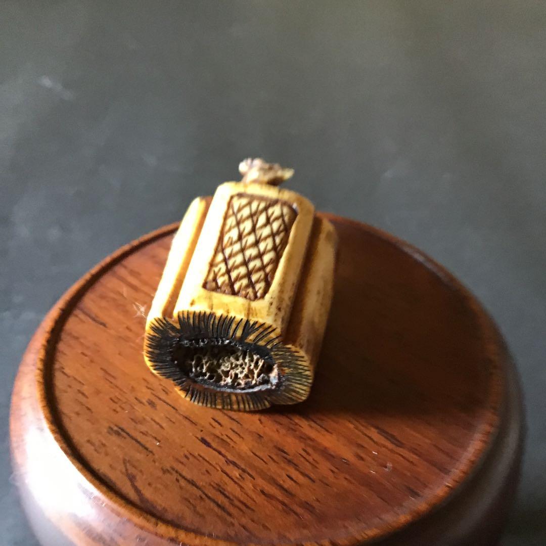 根付け　「狐」　江戸時代保証　ホンシュウ鹿角