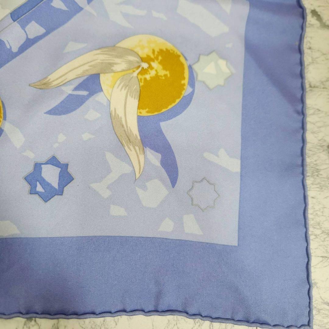 【エルメス】スカーフ青系カレ90オレンジの木の下でSOUSLESORANGERS