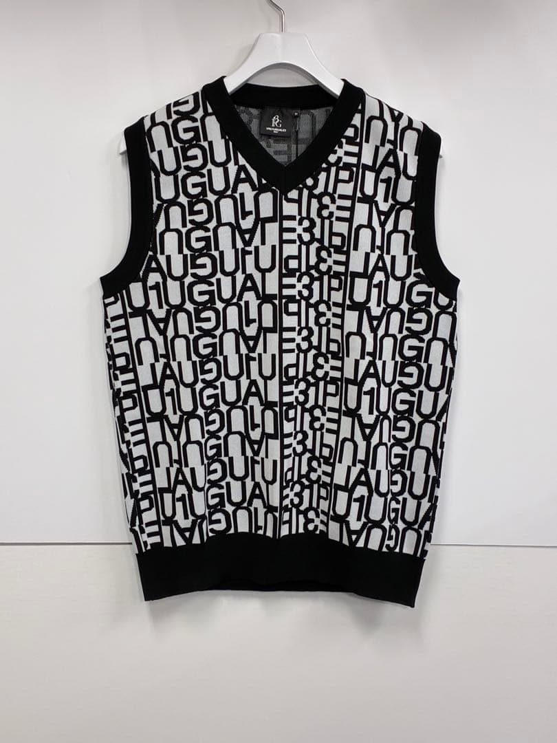 ウノピュウ 1piu1uguale3 BIG LOGO VEST メンズM 黒