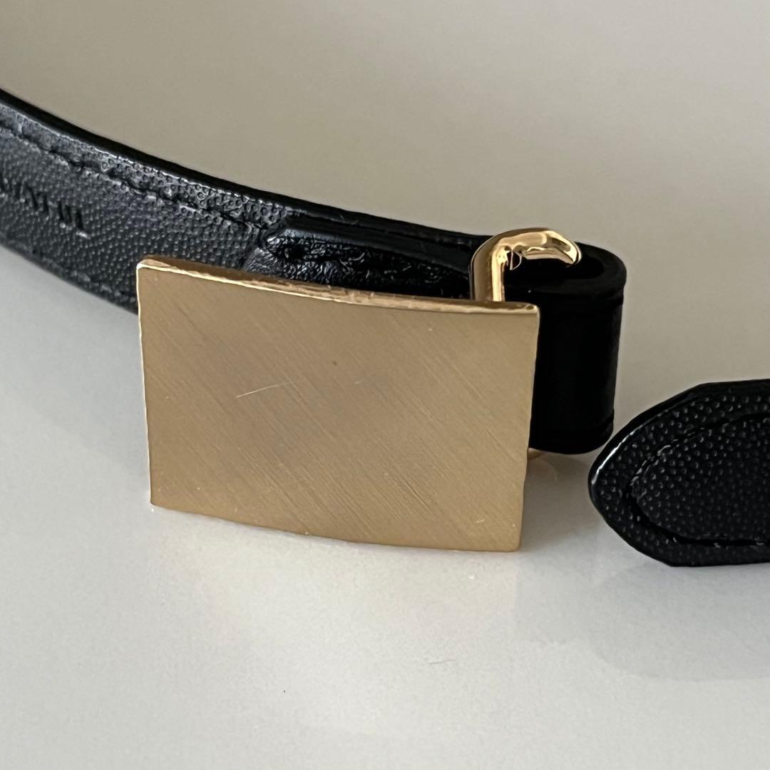 TODAYFUL スクエアプレートベルト ブラック レザー ゴールドバックル