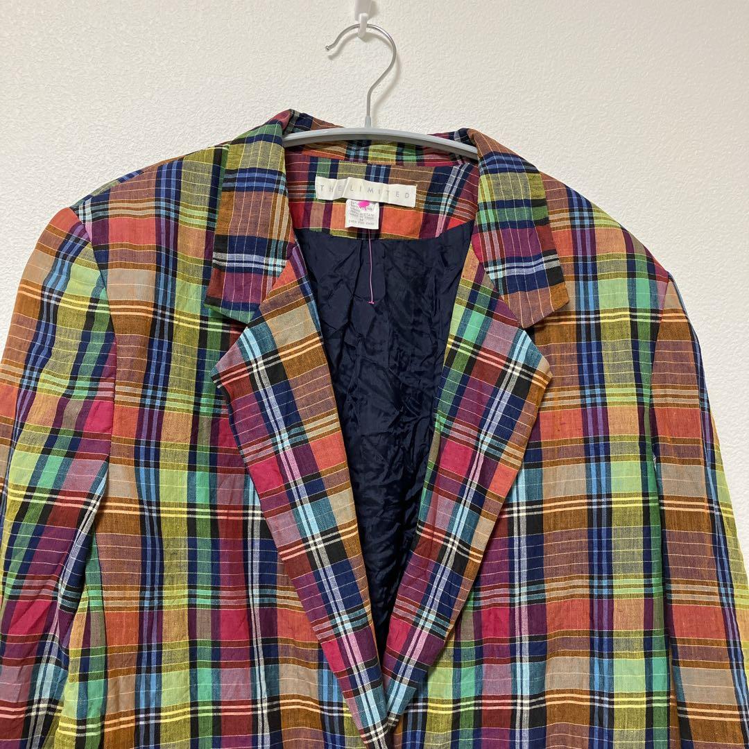 希少/90s【M】THE LIMITEDマルチカラー チェックジャケット レトロ