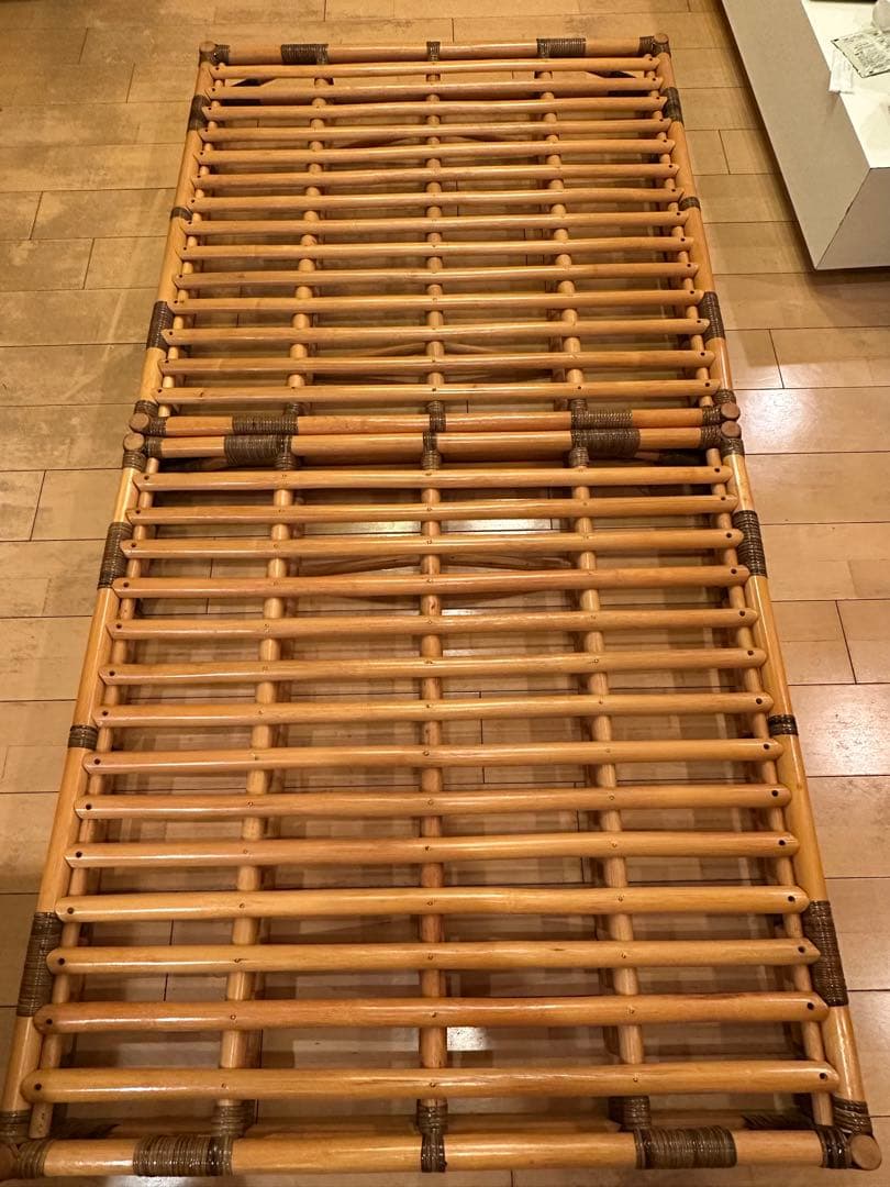 アジアンテイスト 籐（ラタン）すのこベッド シングル　※配送要相談