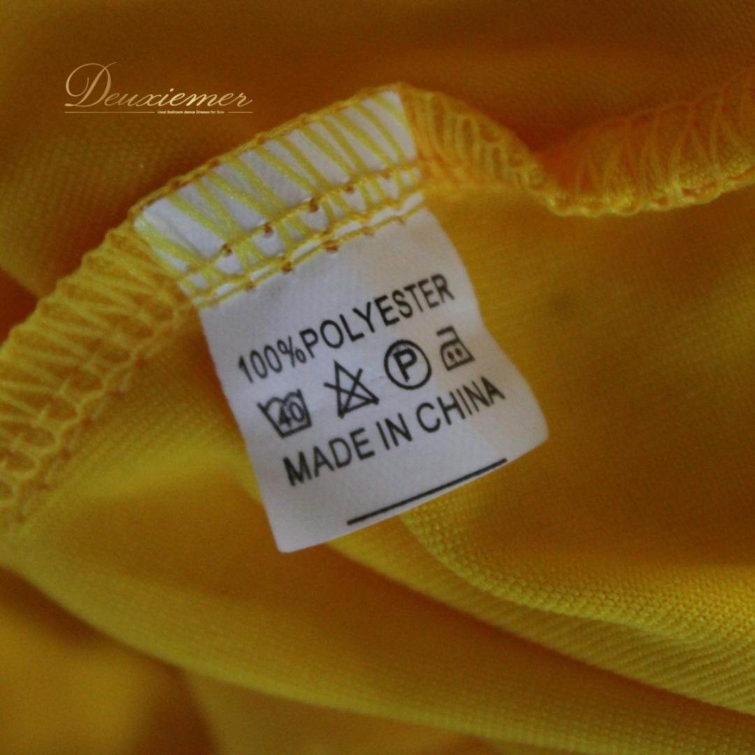 【美品 社交ダンス衣装】ワンピース ドレス ラテン 黄色 イエロー フリンジ