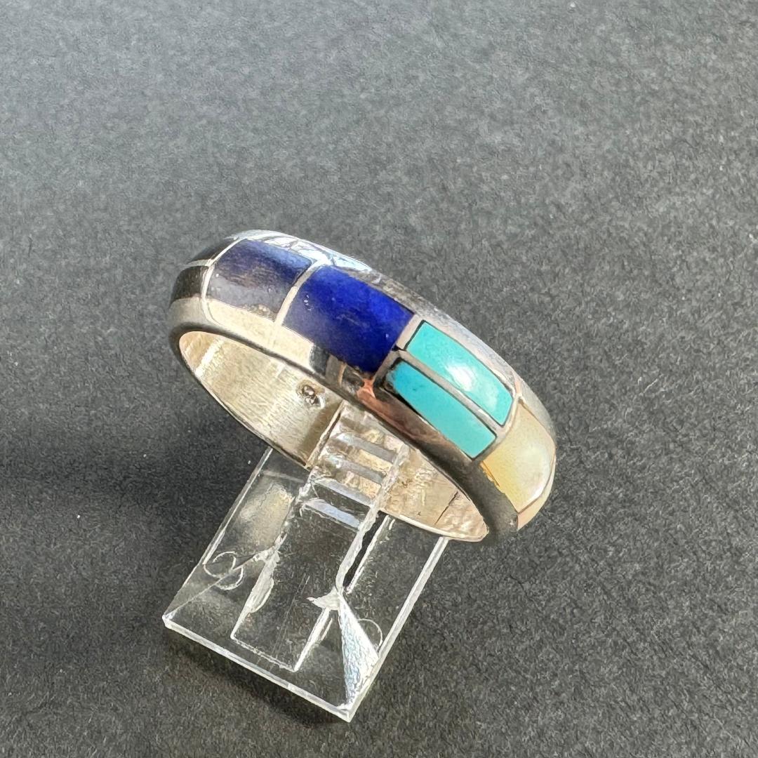 や*ま様 マルチカラー　インレイ　リング　サムリング　リング　ズニ　インディアン