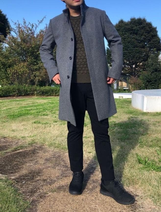 Theory 21AW スタンドカラーコート メンズ グレー