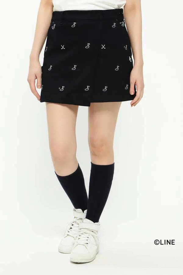 未使用 パーリーゲイツ LINE 刺繍 スカート 00 XS ゴルフ ネイビー紺