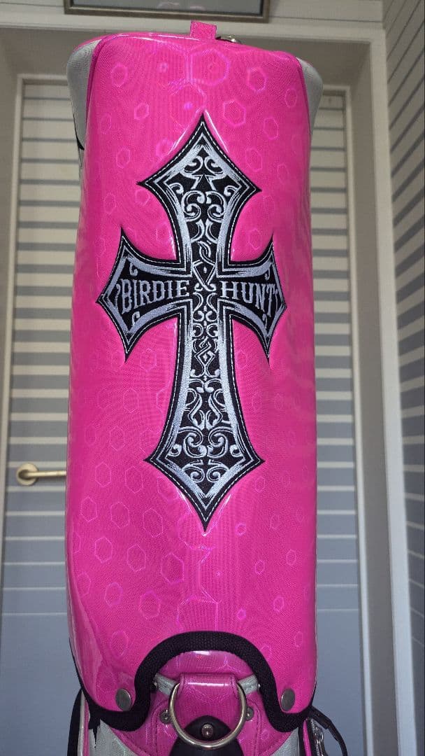 バーディーハント　ピンク スカル クロス ゴルフバッグ