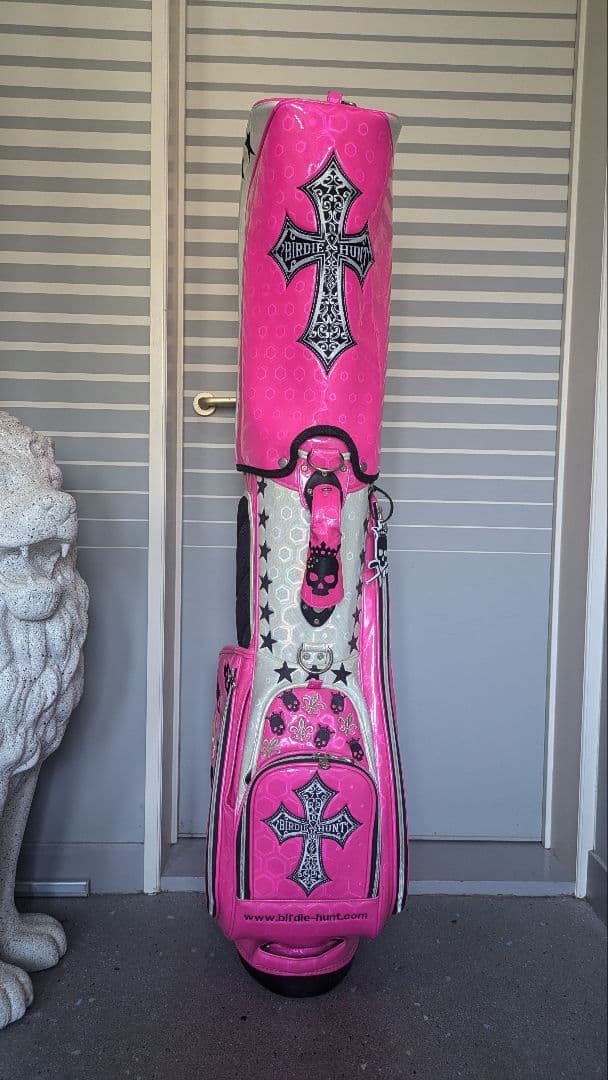 バーディーハント　ピンク スカル クロス ゴルフバッグ