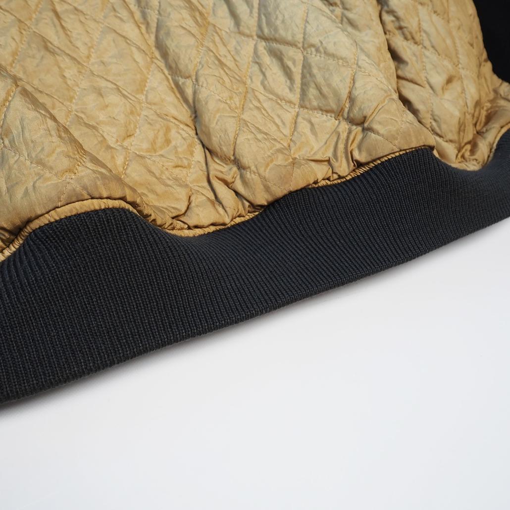 80s MEN'S BIGI 袖レザースタジャン アーチロゴ ワッペン 刺繍 黒