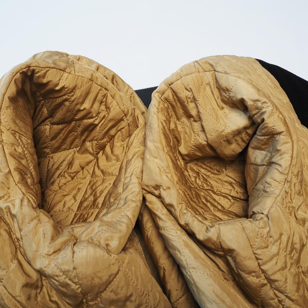 80s MEN'S BIGI 袖レザースタジャン アーチロゴ ワッペン 刺繍 黒