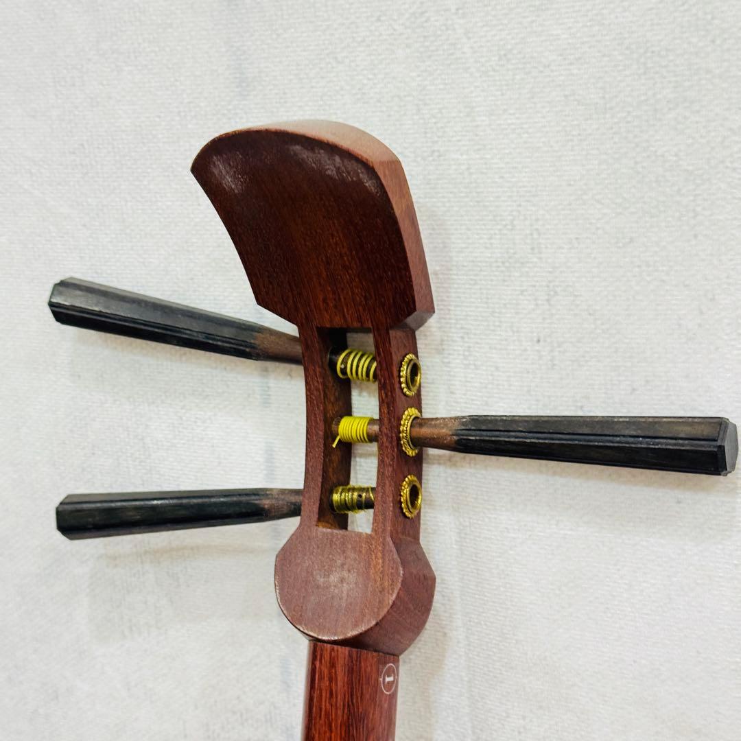 高級 三味線 中棹 紅木 丸打ち胴 ケース付き