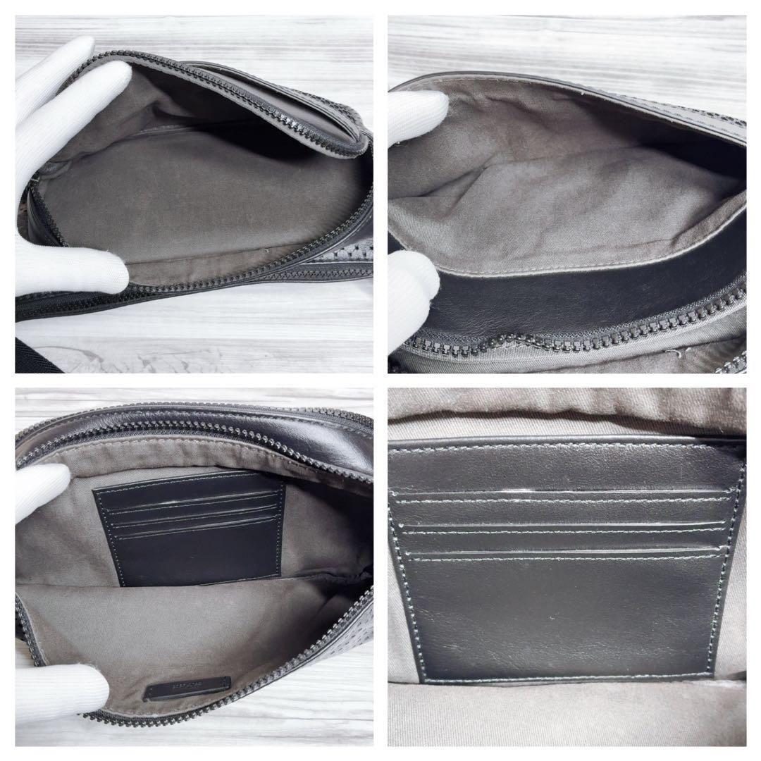 【HUGO BOSS】 ボディバッグ 本革 ウエストバッグ 黒 ブラック 肩掛け