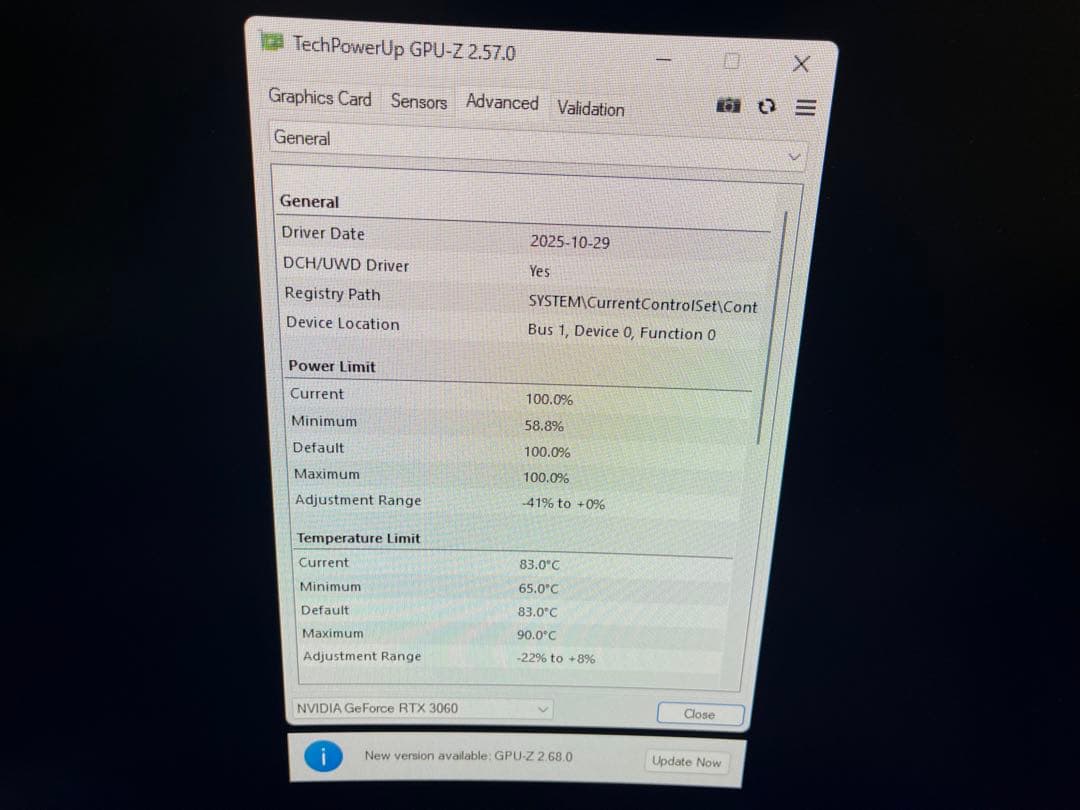 Geforce RTX3060 12GB palit シングルファン