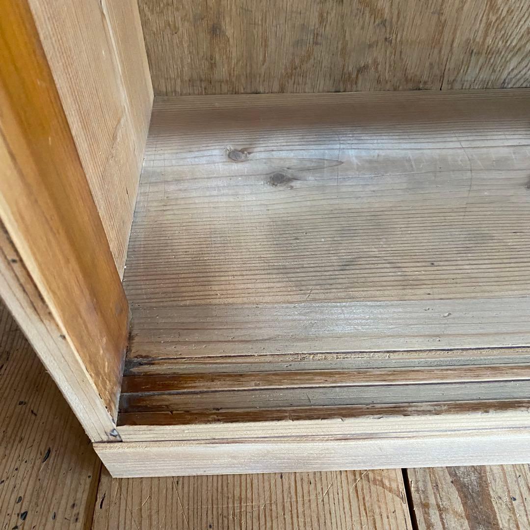 アンティーク ガラス 戸棚 キャビネット 食器棚 本棚 飾り棚 無塗装z