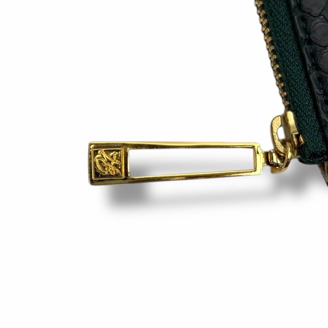 Her Schedule ダークグリーンパイソン 内側ゴールド 長財布 金運