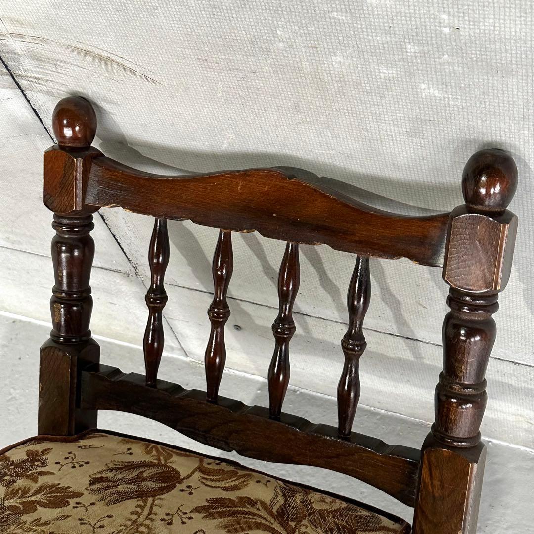 ✦80s✦昭和レトロ ゴブラン織 ヴィンテージ スピンドルチェア 木製 古家具②