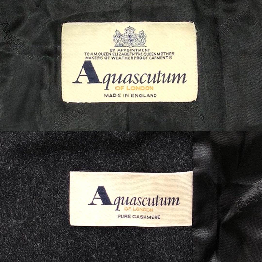 美品✨アクアスキュータム カシミヤ100% ステンカラーコート グレー系 英国製
