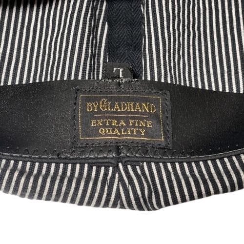 ラスト美品 BY GLADHAND ストライプキャスケット ブラックL 革スベリ