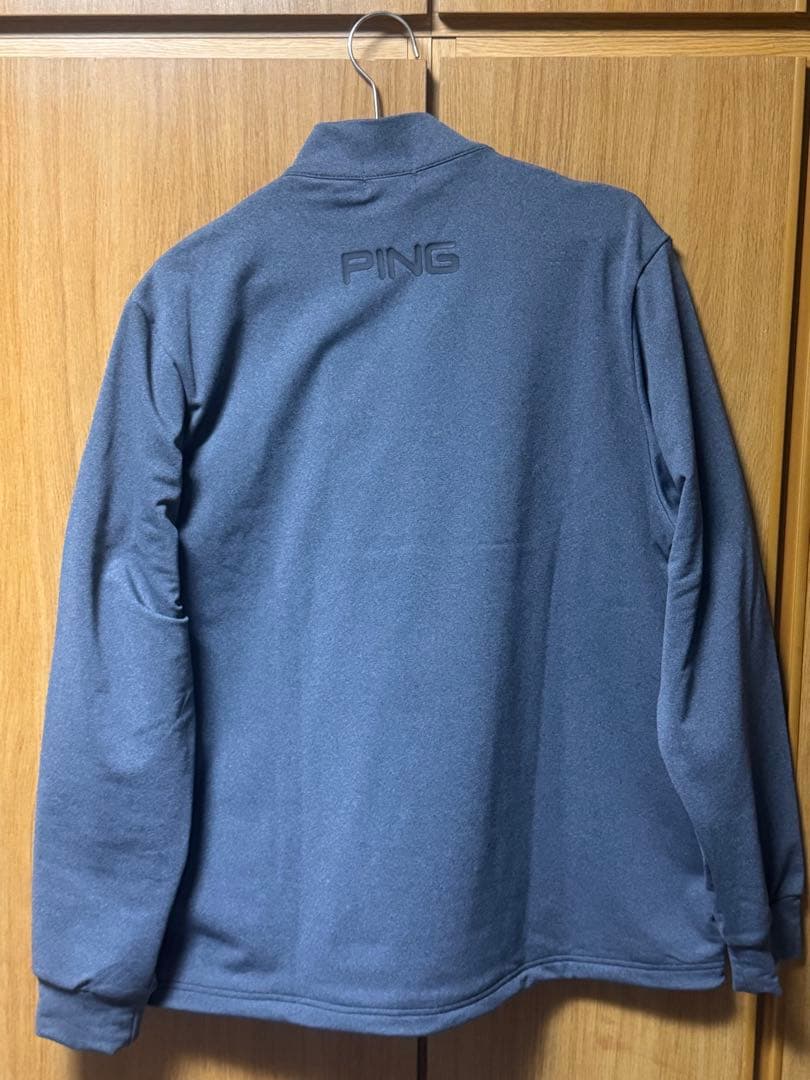【ラスト1点】PING ハーフジップシャツ ウェアグレー×ブラック サイズLL