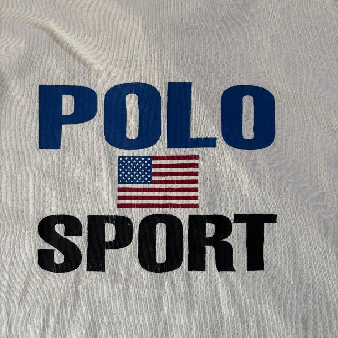 90s POLO SPORT ラガーシャツ XXLバックプリント　アイボリー