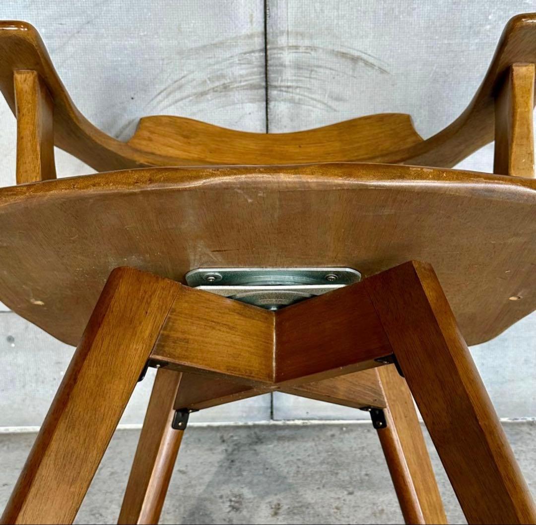 ✦最後の一脚✦マツダ家具 木製 回転式ダイニングチェア 昭和レトロ ヴィンテージ