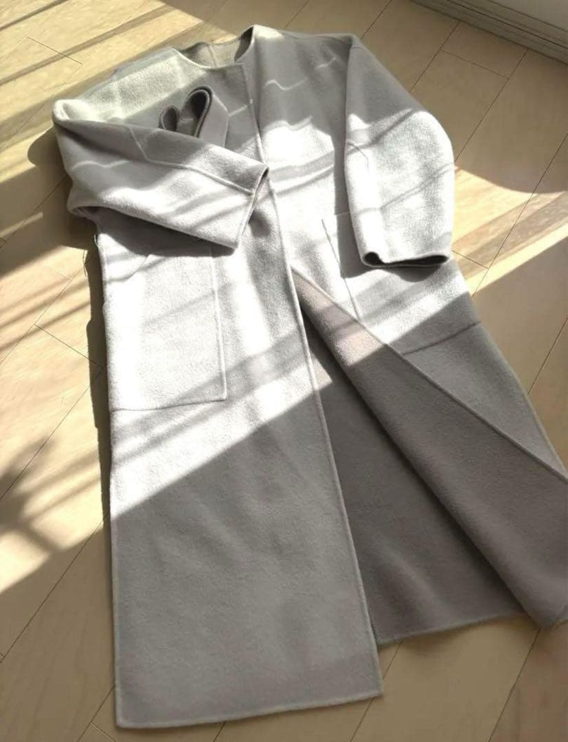 ウールカシミアバイカラーリバーコート フレイアイディー アイボリー