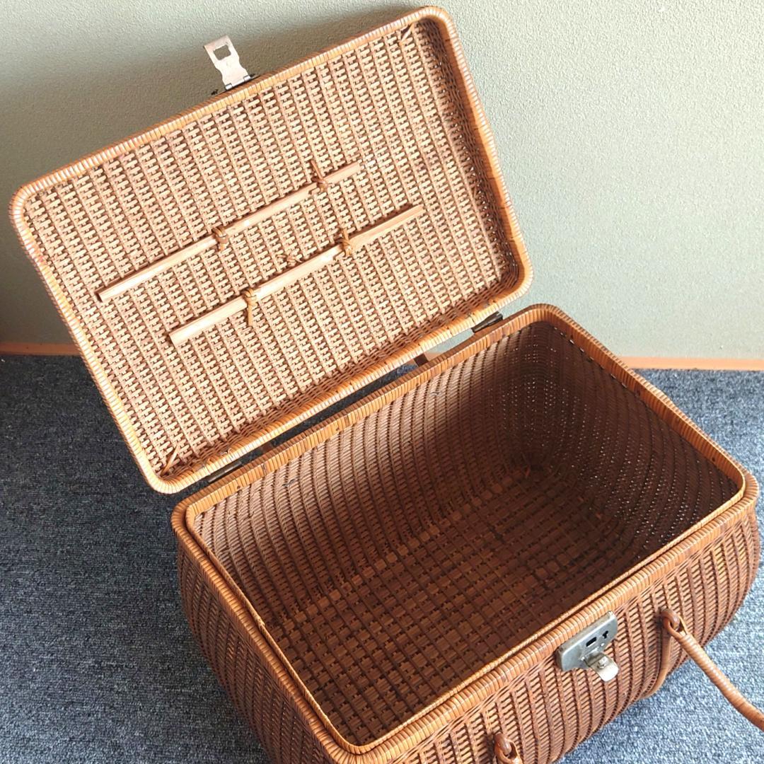当時物】 大正バスケット レトロ 籐籠 インテリア 鍵無し