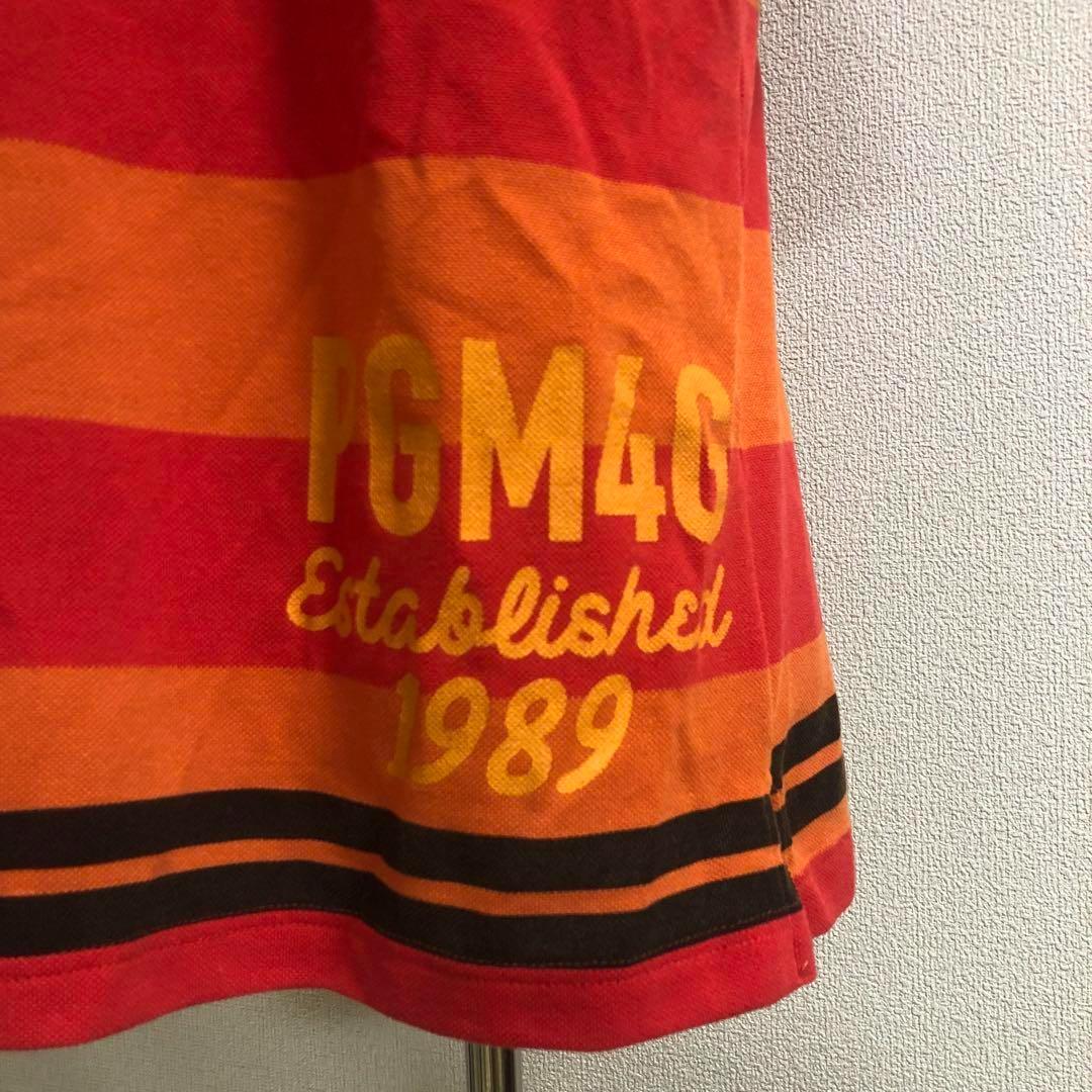 パーリーゲイツ ポロシャツ 日本製 レッド オレンジ ボーダー サイズ6