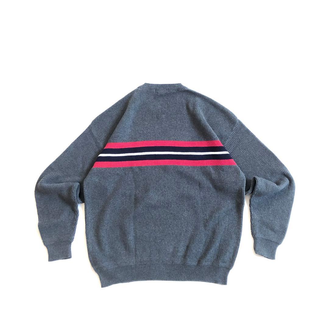 nautica 90s コットン ニット Vネック ボーダー セーター