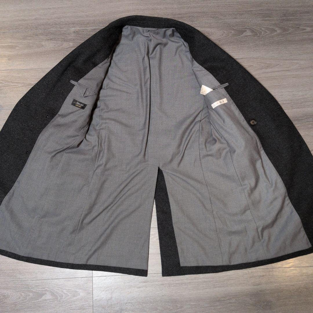 スーツスクエアダブルブレストチェスターコートバックベルトSuper100s L