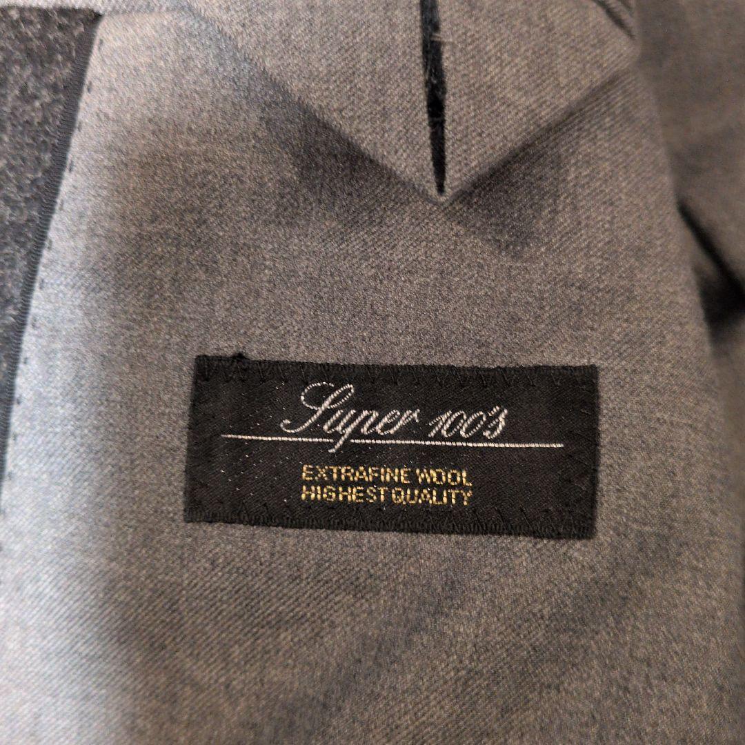 スーツスクエアダブルブレストチェスターコートバックベルトSuper100s L
