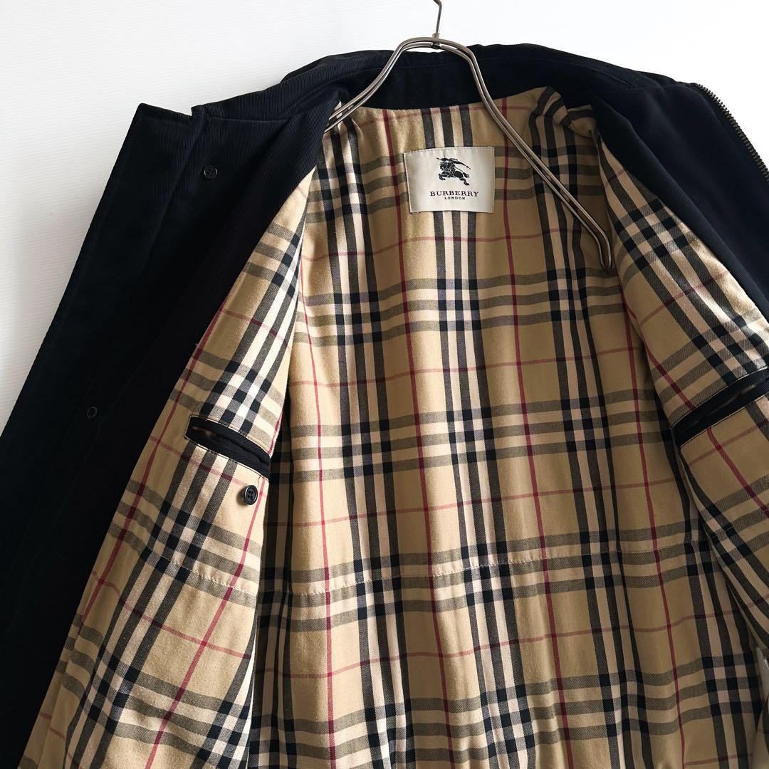 バーバリーロンドン / ステンカラーコート 黒 ノバチェック