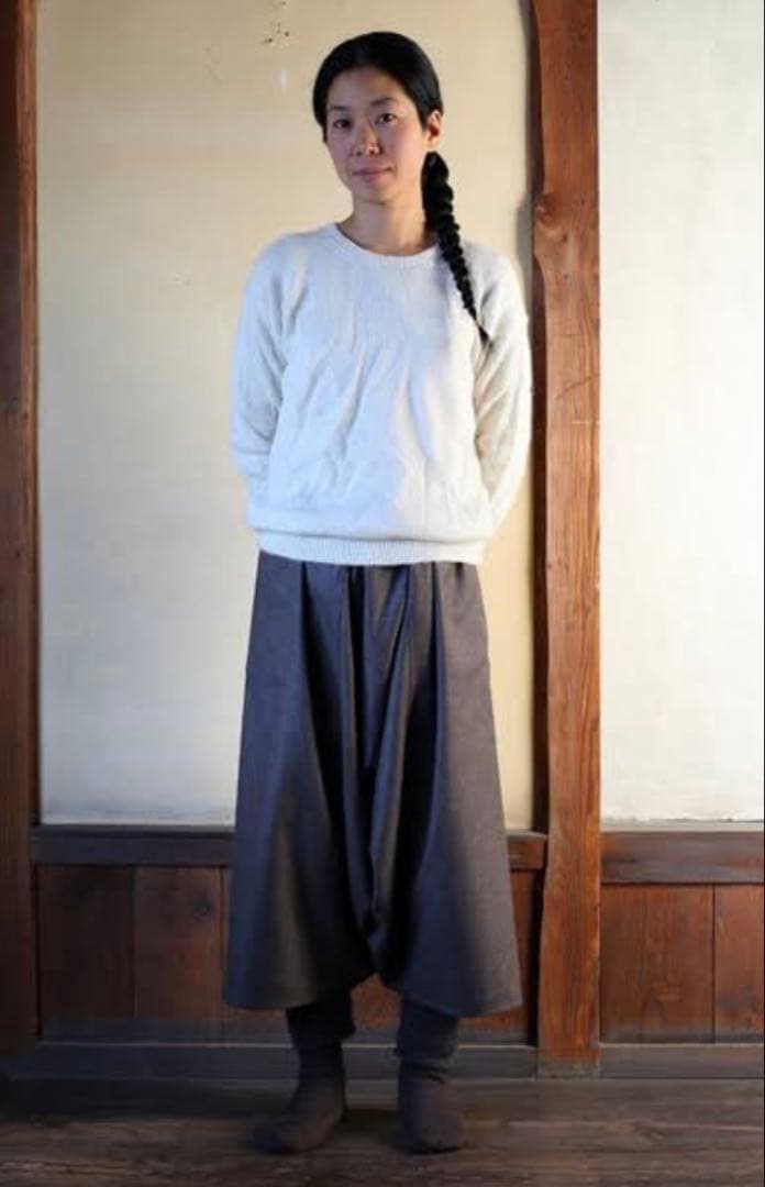 えみおわす 手紡ぎ手織り生地 手縫いのリスパンツ 美品