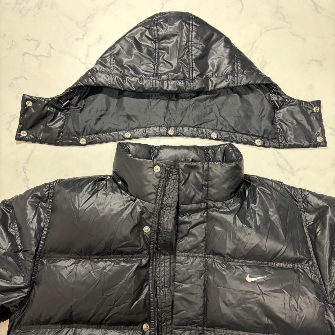 ナイキ ダウンコート ベンチコート フード付き ブラック XL 大きいサイズ