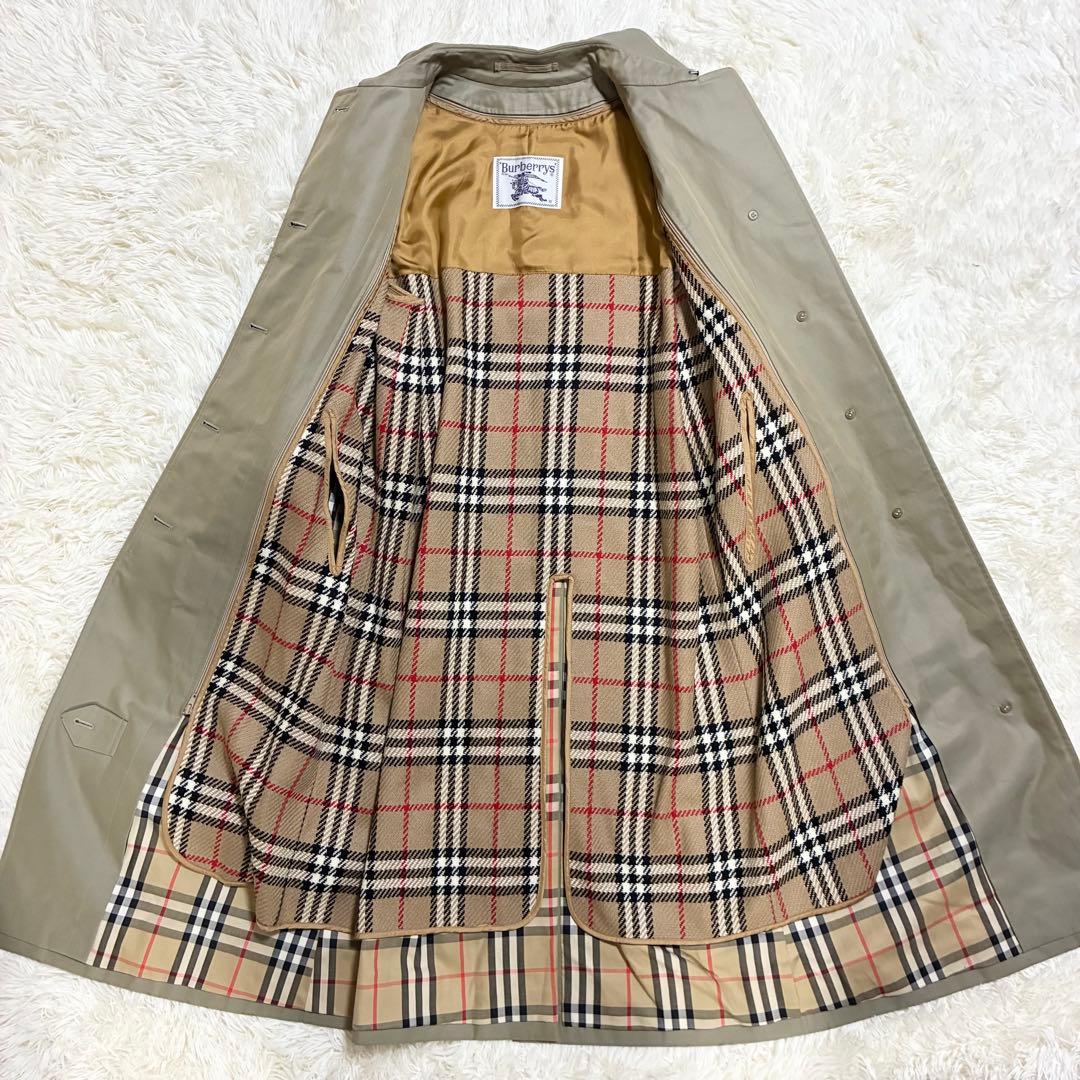 美品✨希少　玉虫色　バーバリー 白タグ ノバチェック　ステンカラーコート ベルト