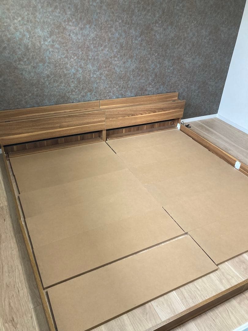 連結ベッド　シングルベッド台　ベッドフレーム ナチュラルウッド　説明書付き