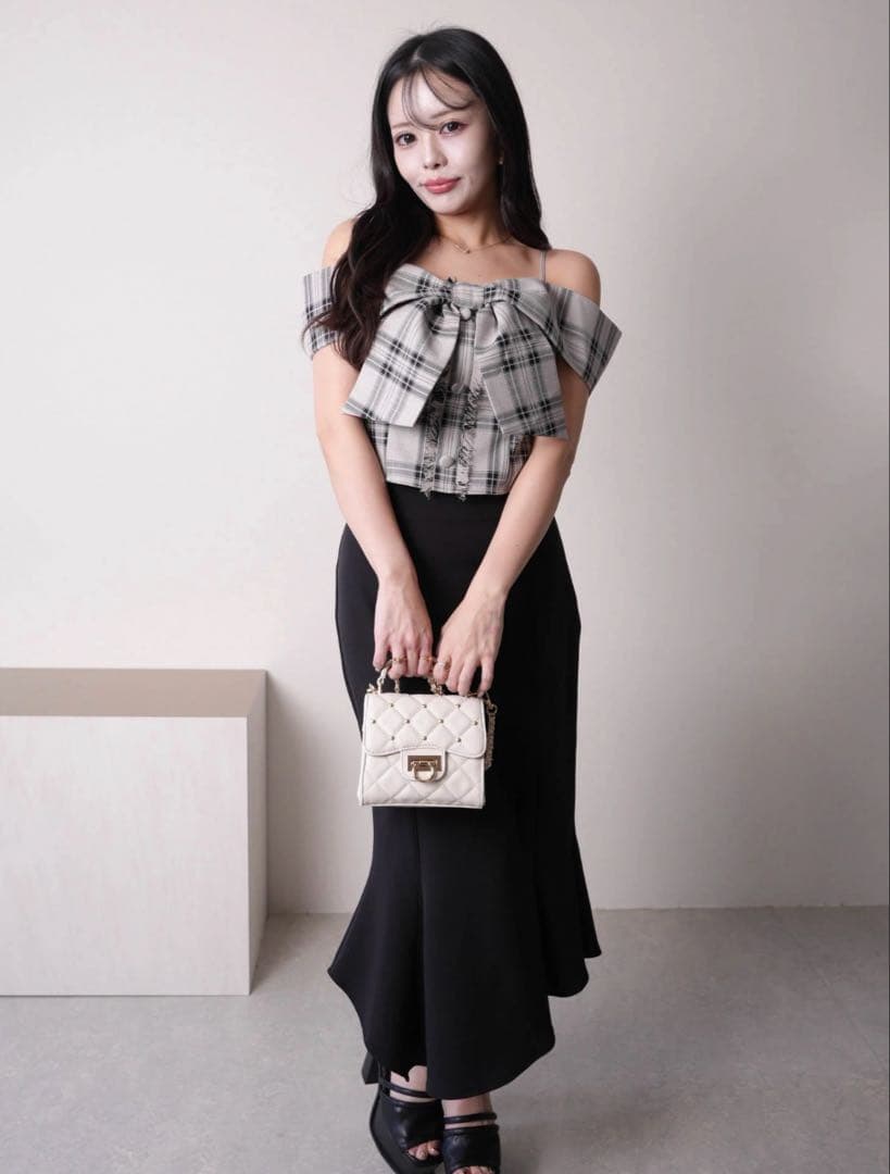 LIP SERVICE ツイードリボンオフショルトップス ミックス2