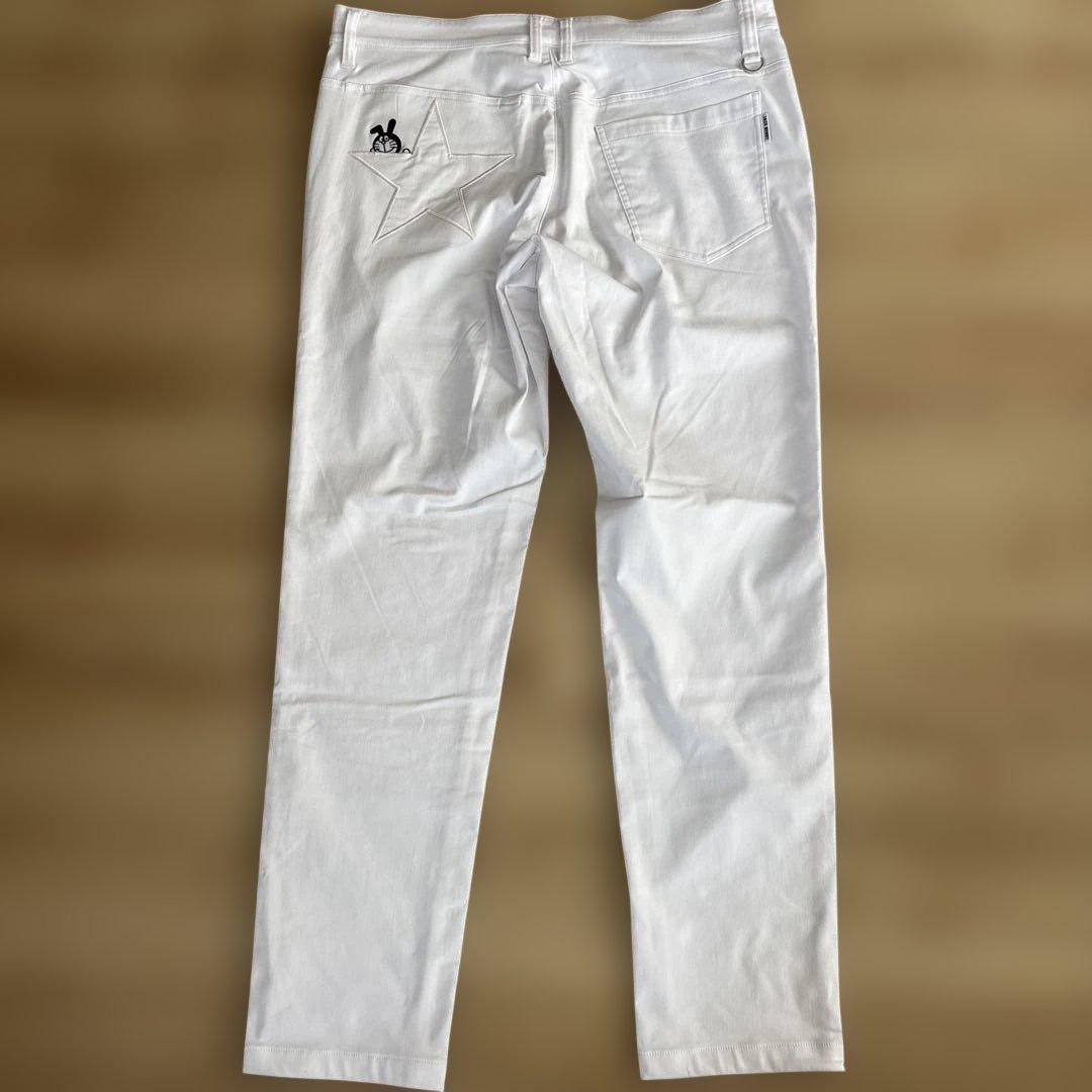 新品　ジャックバニー　メンズ　ドラえもんコラボ　裏起毛　ホワイト　パンツ　LL
