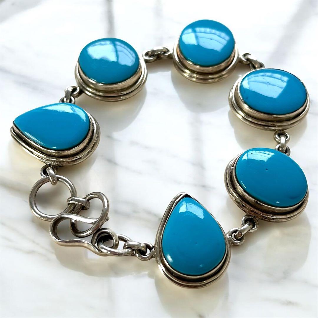 美品✨VINTAGE ターコイズ ブレスレット 925 インディアンジュエリー