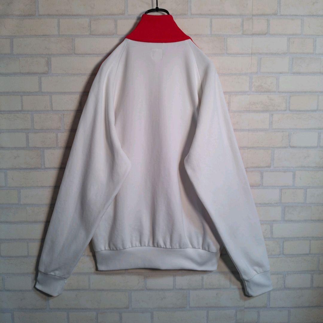 アディダス★リーベルプレート 刺繍ロゴ ワッペン トラックジャケット 白×赤 L