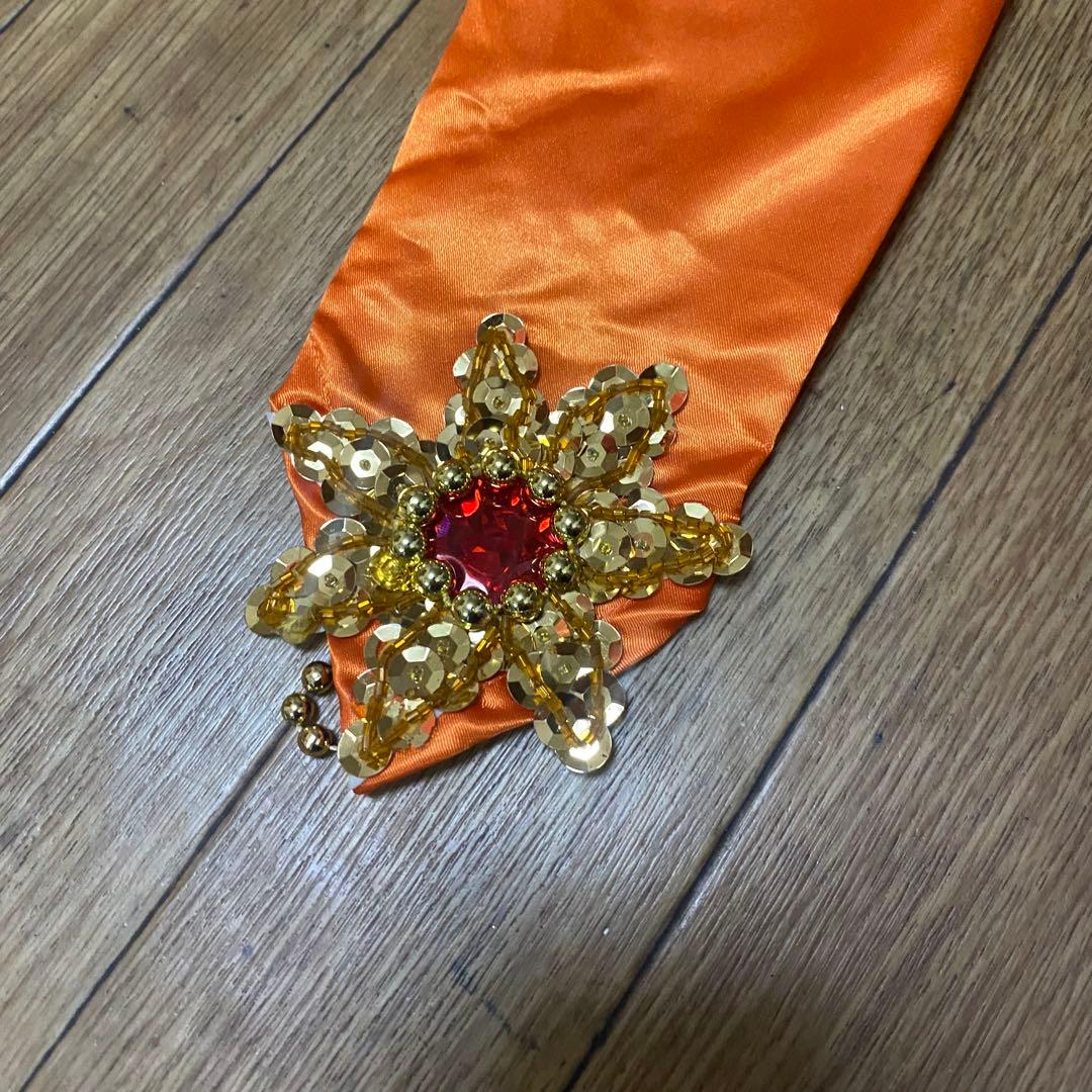 オレンジ カーニバル衣装 ビーズ装飾