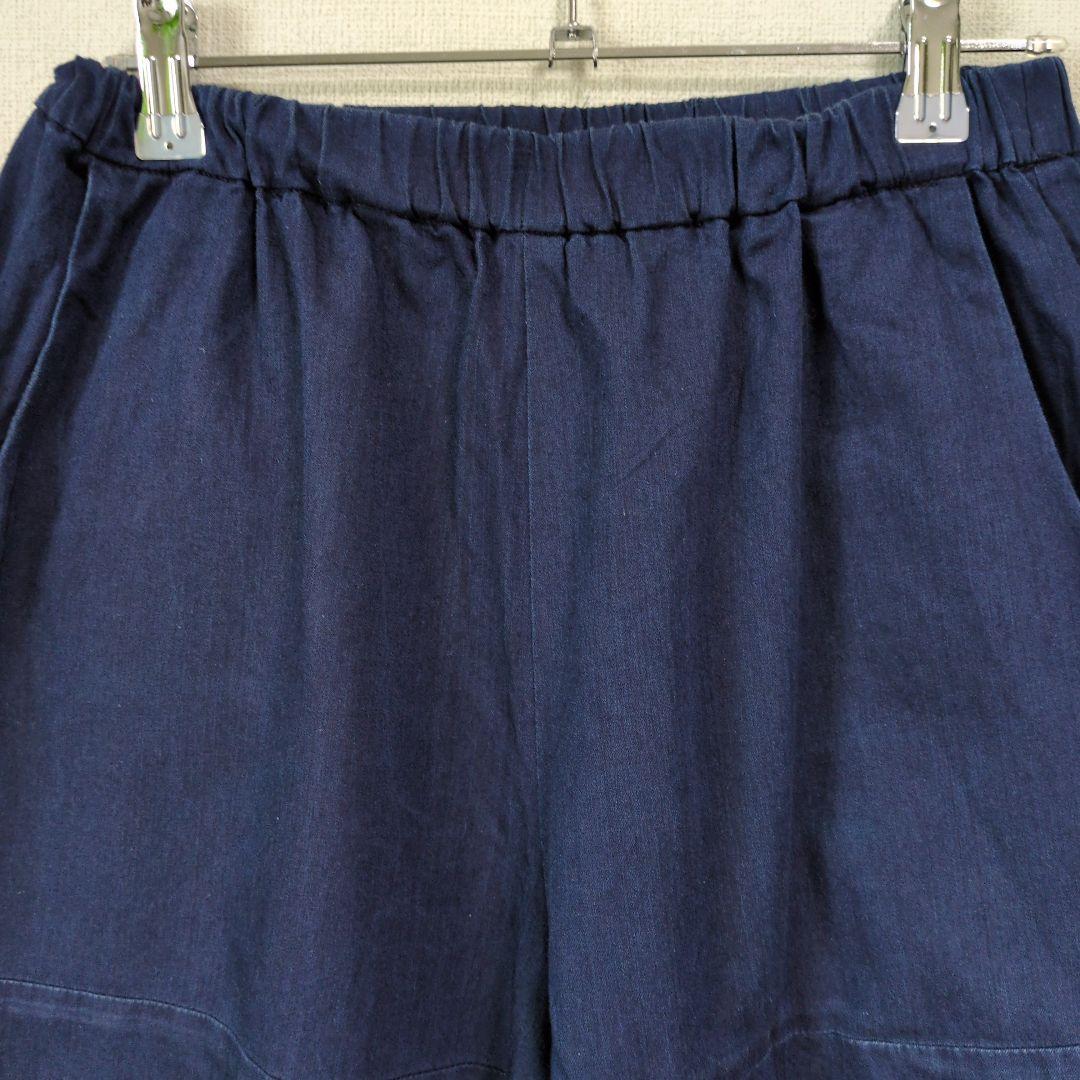 アルベロベロ♥️ぶたさん刺繍ネイビー サルエルパンツ インディゴ染め