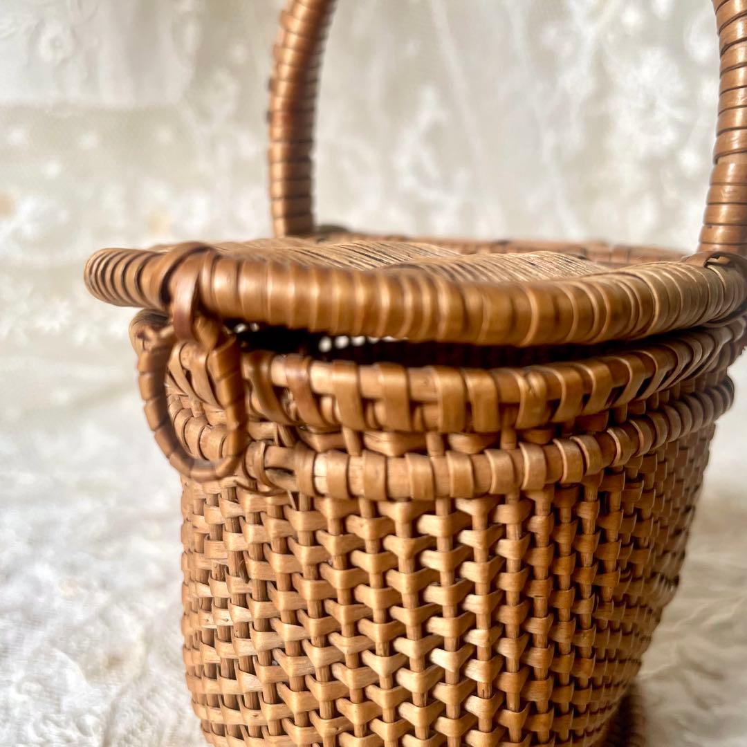 ドールパニエ（小）蓋付きバスケット フランスアンティーク かご　ミニ籠　人形用