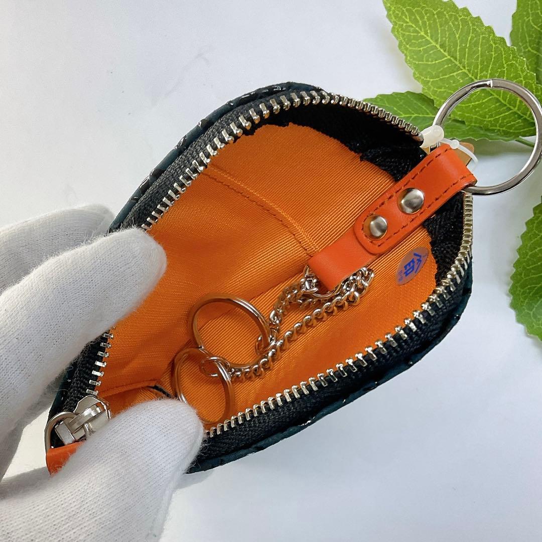 甲州印伝 キーケース【HISOCA】緑×黒漆 鹿革 印傳屋 七宝繋