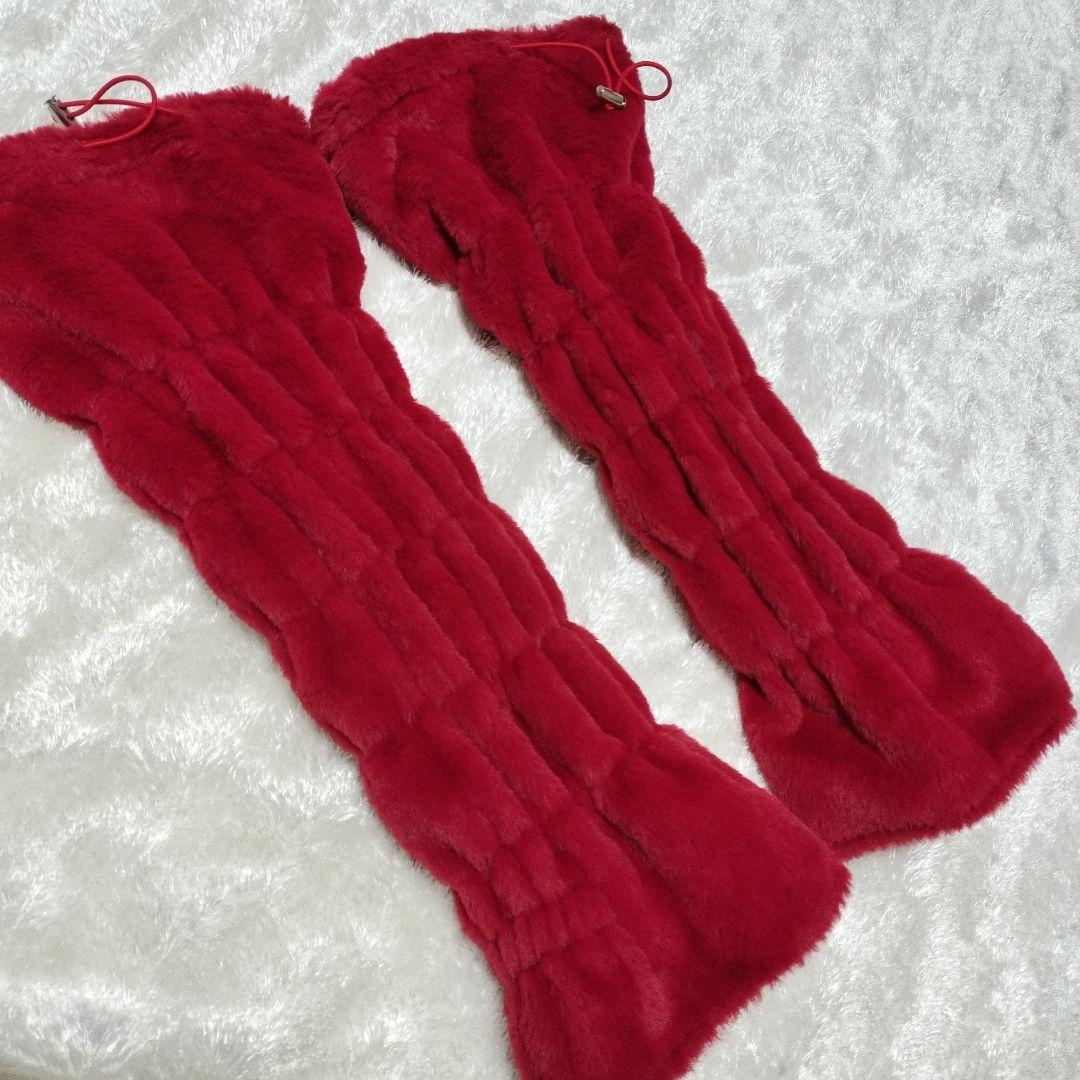 3点セット暖かいセットアップ+ダウンレッグウォーマー赤ゴルフウェア