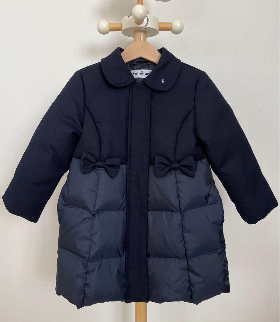 ファミリア ダウン コート ネイビー リボン ファー 100 - メルカリ
