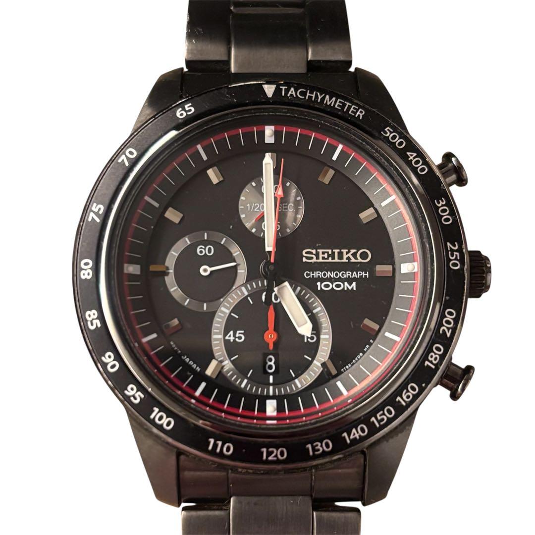 美品 SEIKO セイコー クロノグラフ 7T92 ブラック文字盤 メンズ - メルカリ