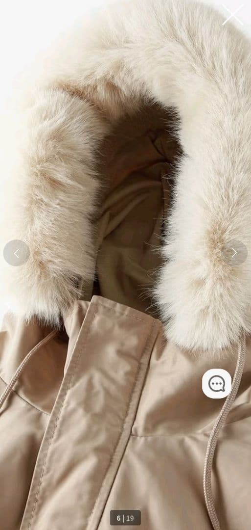 ドゥクラッセ 光沢グログラン・ファー使いモッズコート フード 光沢