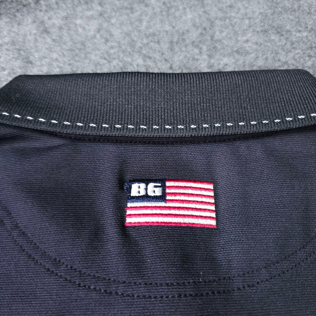 【ブリーフィング】人気立体ロゴネーム 半袖ゴルフポロシャツ 袖ロゴ 黒M